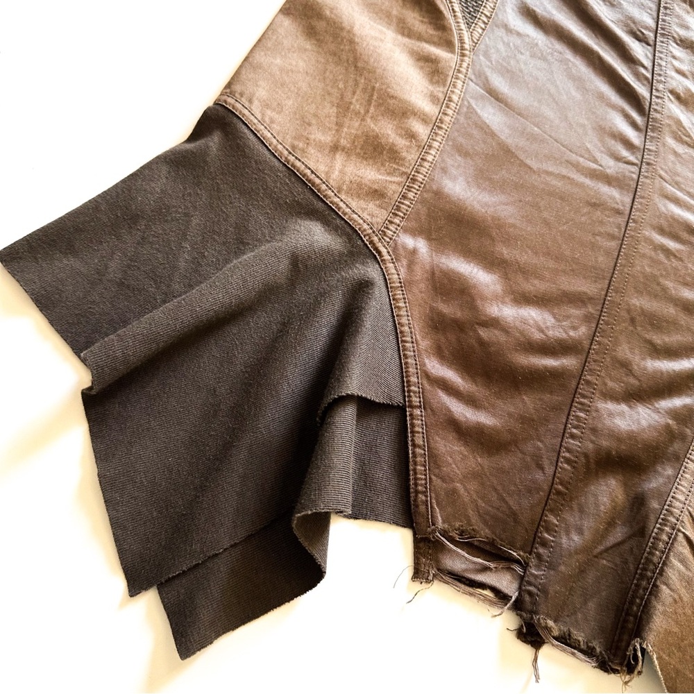 Vintage Plein Sud Rare Asymmetrical Multi Fabric & Texture Brown Skirt F40 /8 US - Picture 4 of 16